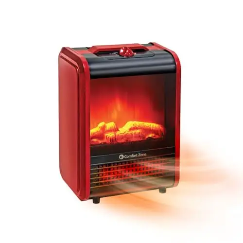 Comfort Zone electric fireplace heater with realistic flames