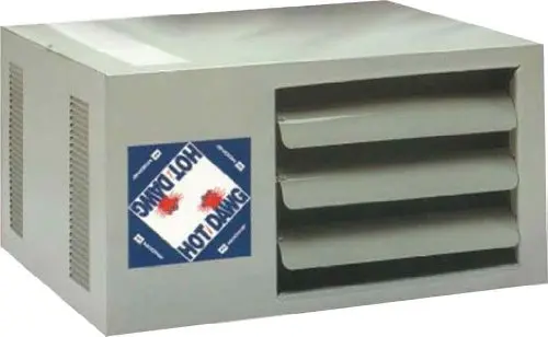 Modine Hot Dawg 45,000 BTU natural gas garage heater in grey cabinet