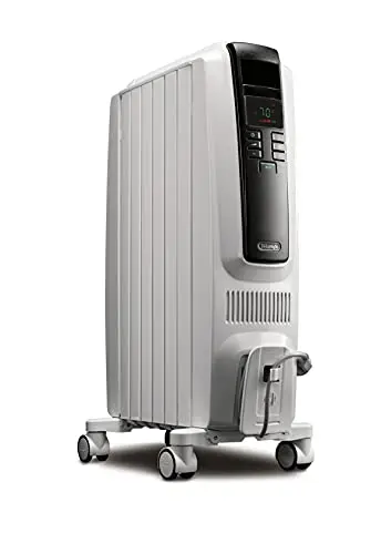 De'Longhi Dragon digital oil filled radiator heater with LED display and modern white design