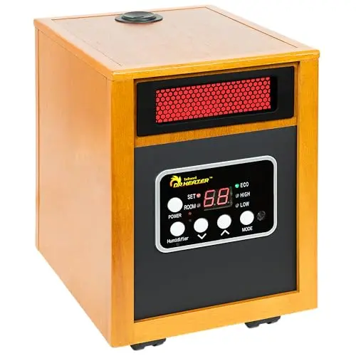 Dr. Infrared Heater portable space heater with built-in humidifier in cherry finish