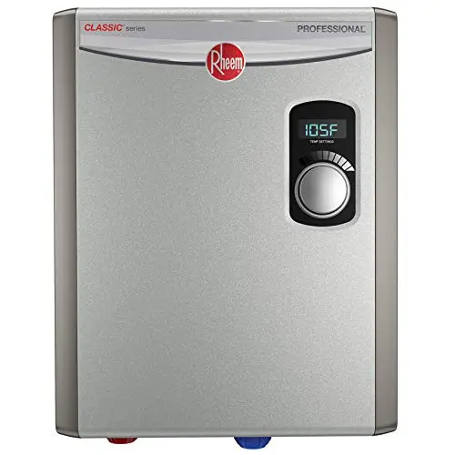 Rheem 18kW electric tankless water heater in gray