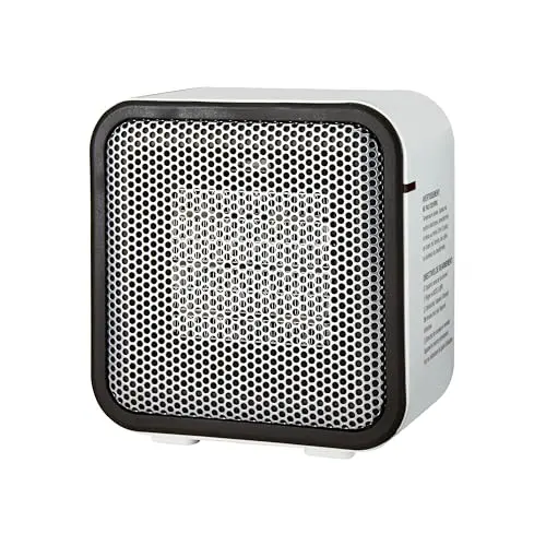 Amazon Basics compact white ceramic space heater for small spaces