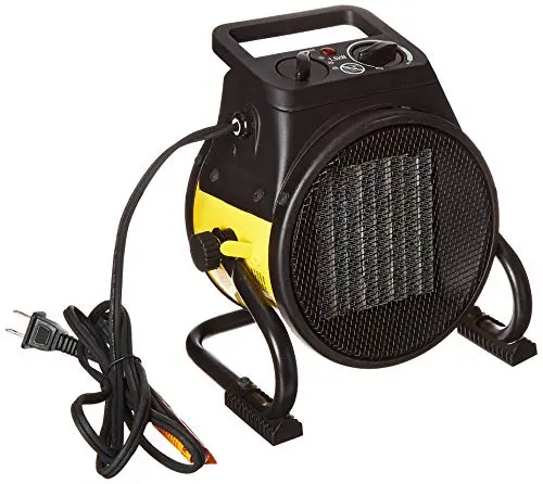 Dura Heat forced air heater with yellow and black design