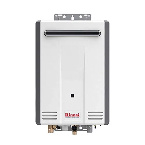 Rinnai propane tankless water heater designed for outdoor installation
