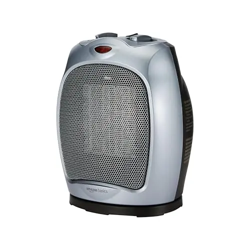 Amazon Basics silver oscillating ceramic space heater
