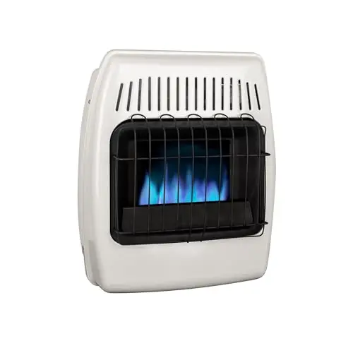 Dyna-Glo white tower-style blue flame gas heater