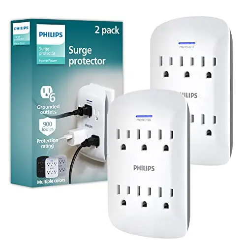 Philips surge protector with 6 outlets and LED indicator
