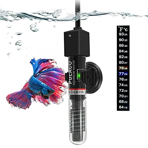 PULACO 25W small aquarium heater with transparent glass design