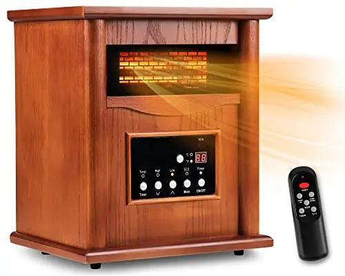 A Plus Life infrared quartz space heater in brown