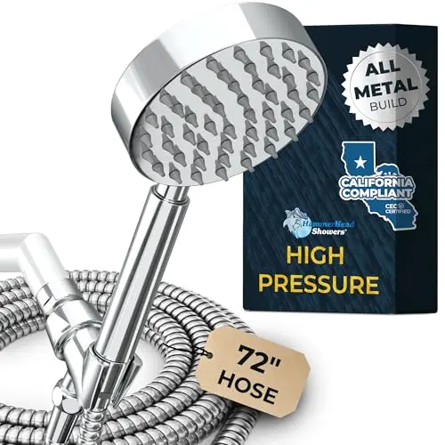 HammerHead Showers low flow handheld shower head with hose and brass holder