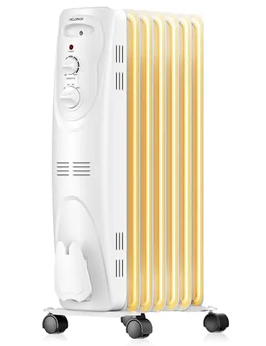PELONIS white basic oil filled radiator heater with straightforward controls