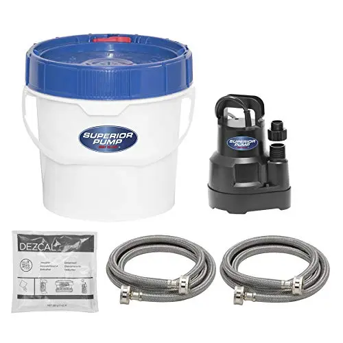 Superior Pump tankless water heater descaler kit with black pump and stainless steel hoses
