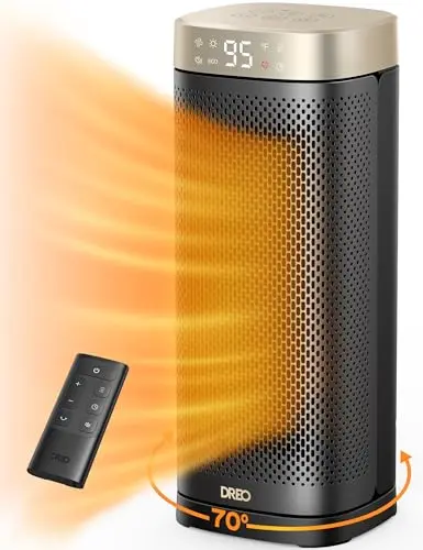 Dreo gold ceramic space heater with digital thermostat and oscillation