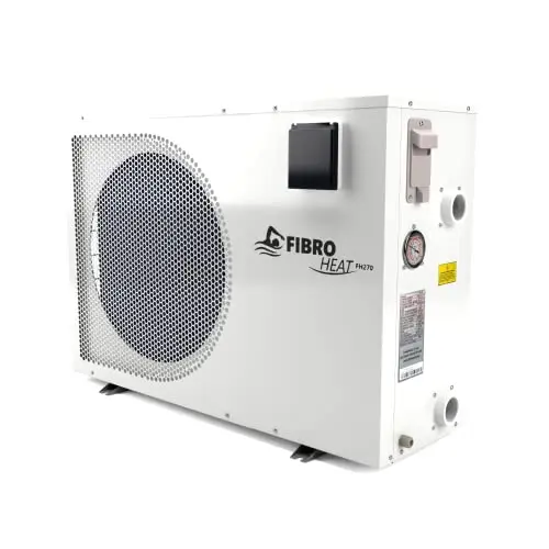 FibroPool 70,000 BTU swimming pool heat pump in white with titanium exchanger