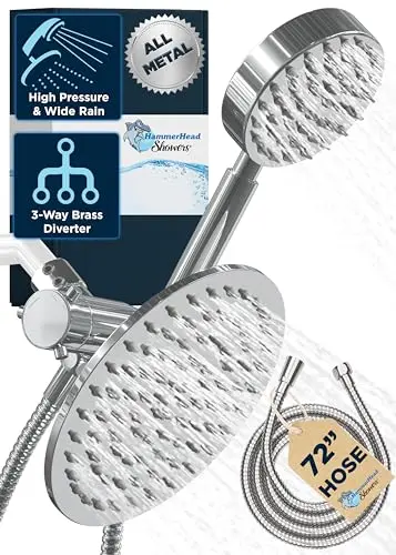 HammerHead Showers dual shower head combo with rainfall and handheld