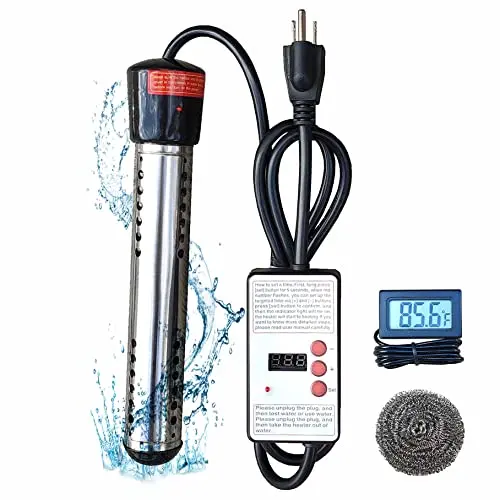 Melvyfiore black immersion water heater with built-in timer and safety guard