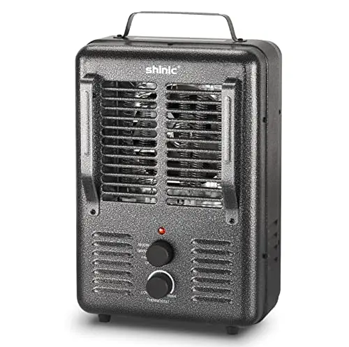 Shinic milkhouse heater with metal housing and carry handle
