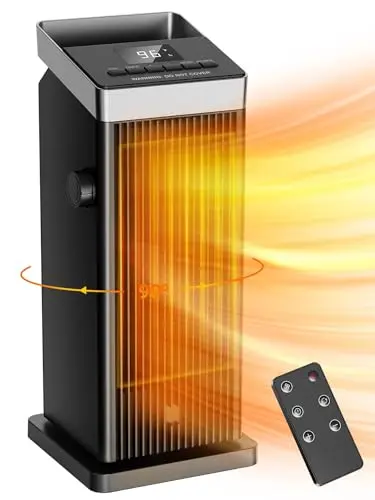 BREEZOME tower ceramic space heater in black with oscillation