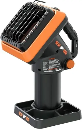 Heat Hog portable propane radiant heater with angled head in orange color