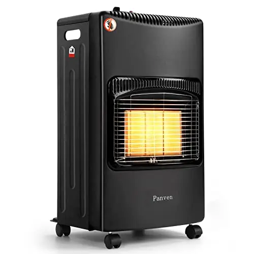 Panven patio propane heater in black with foldable design and casters