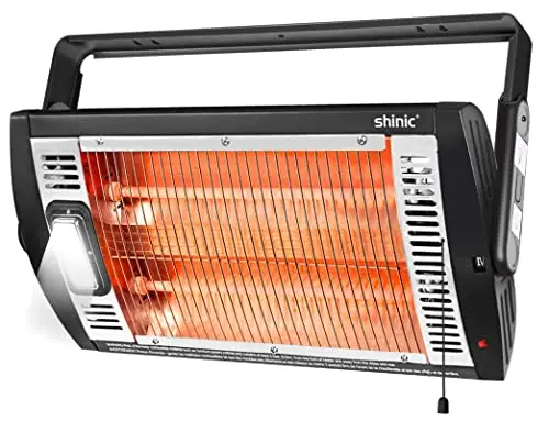 Shinic black ceiling-mounted quartz heater with adjustable angle