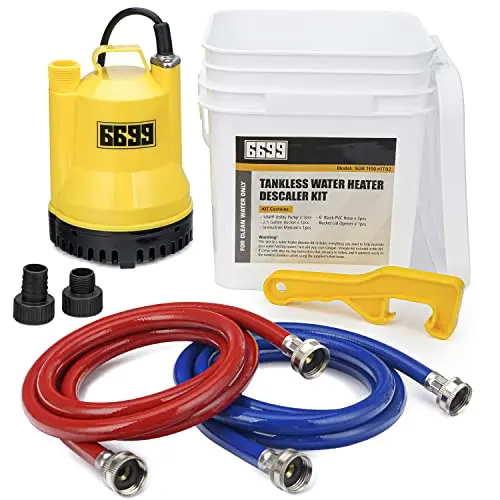 6699 1/6HP tankless water heater flushing kit with yellow and white components
