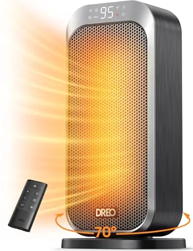 Dreo quiet space heater with wide oscillation for even heat distribution