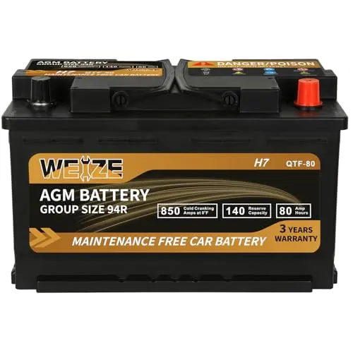 Weize Platinum AGM automotive battery with 80Ah capacity
