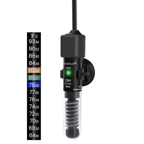 AQUANEAT 25W mini aquarium heater with suction cup and thermometer