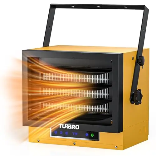 TURBRO 7,500-watt ceiling mounted electric garage heater with remote