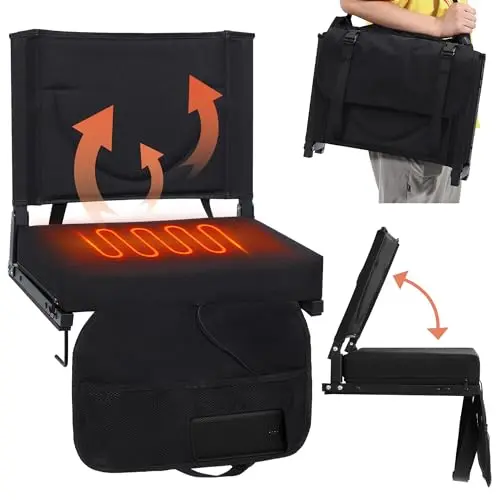 KROFEM heated stadium seats with backrest and storage pocket