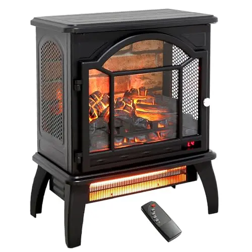 KOFOHON freestanding electric fireplace heater with flame effects