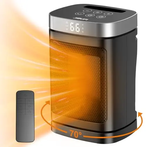 JIBUFI silver portable space heater with rotating feature