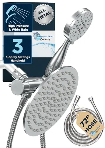 HammerHead Showers dual shower head combo with 3-flow handheld