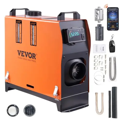VEVOR 8KW diesel heater with Bluetooth app control for overlanding