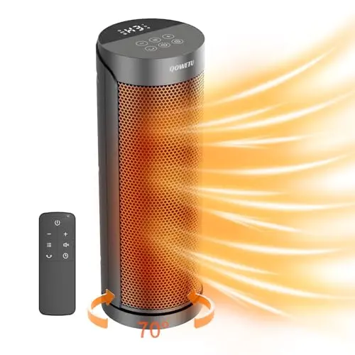 QOWETU oscillating electric heater with remote control