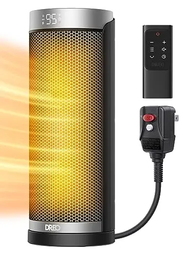 Dreo oscillating tower space heater with remote control for bathroom use