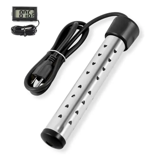 HEAVENBIRD immersion water heater with stainless steel guard and LCD thermometer