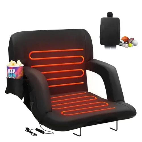 VEVOR heated stadium seat with dual heating zones and adjustable backrest