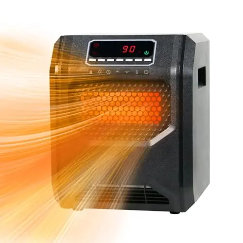 RealSmart black infrared space heater with digital display and remote control
