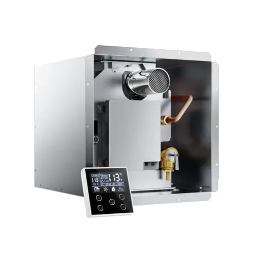 Ranein tankless RV water heater with remote monitoring display