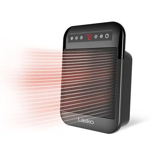 Lasko black compact ceramic personal space heater for desks and tablets