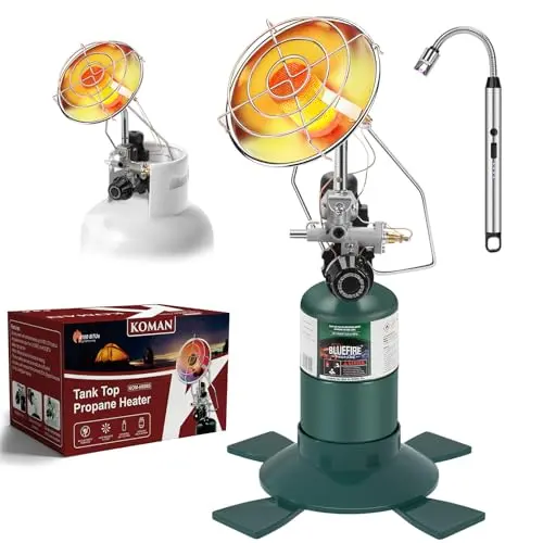 KOMAN propane heater for tents with dual fuel capability