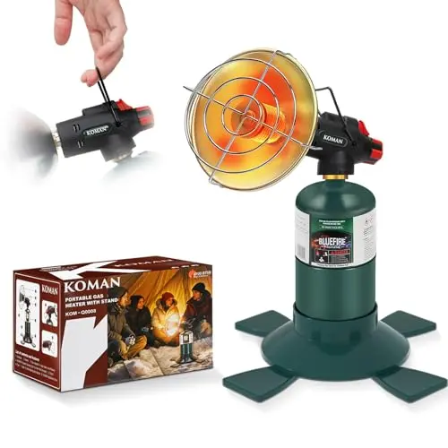 KOMAN portable propane heater with foldable gas tank holder