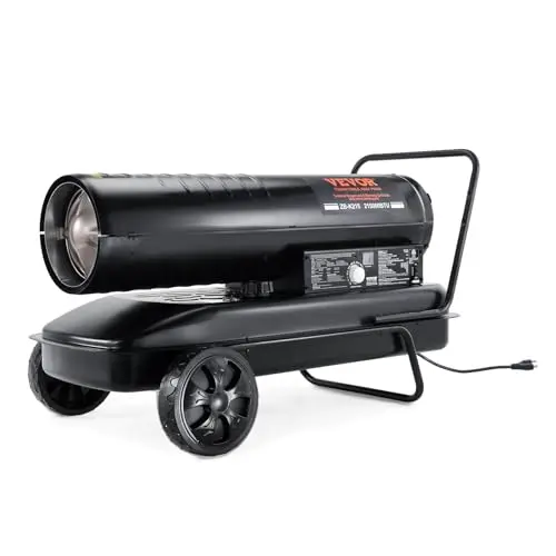 VEVOR large black torpedo-style kerosene heater with wheels and digital display