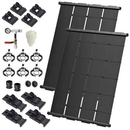 SwimJoy industrial solar panel kit mounted on roof for pool heating