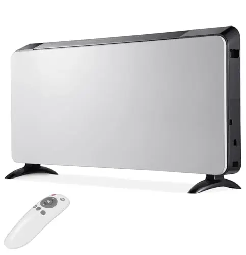 Leavesden black and grey convection panel heater with digital display