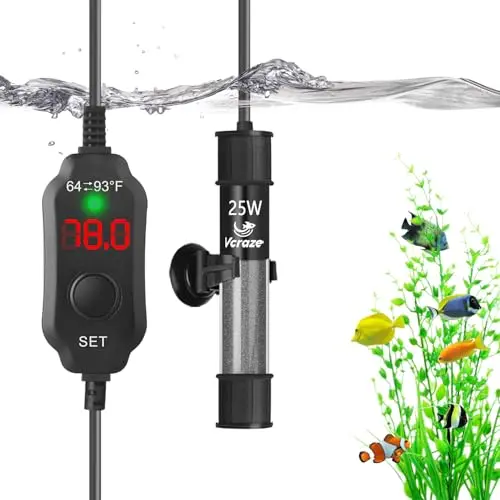 VCRAZE 25-watt super compact fish tank heater