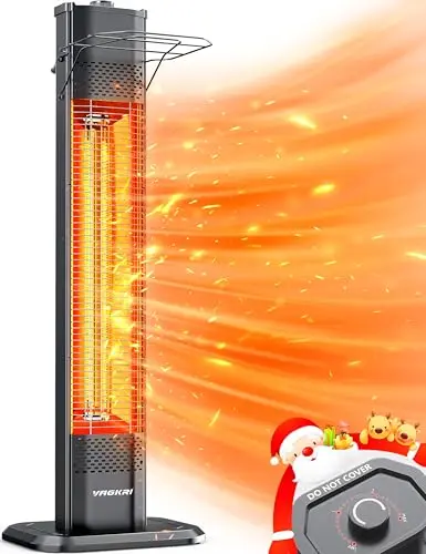 VAGKRI black electric infrared tower patio heater with digital display