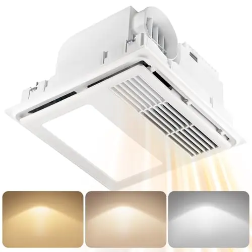 GROWNEER ceiling-mounted exhaust fan with heater and light in bathroom